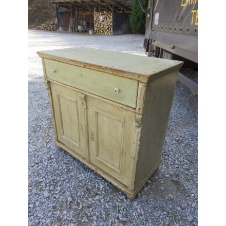 Antique Pine Dresser Base Cabinet (cream-green)