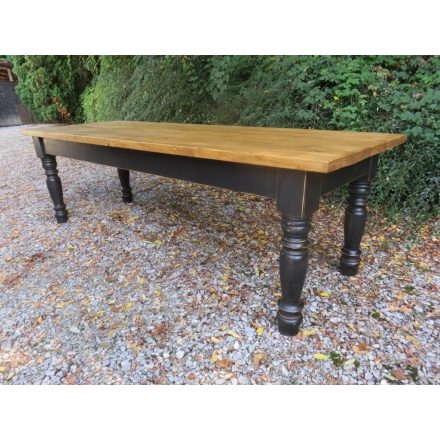 Antique Pine Dining Table (black base)