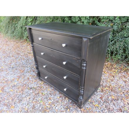 Antique Pine Chest of Four Drawers (black)