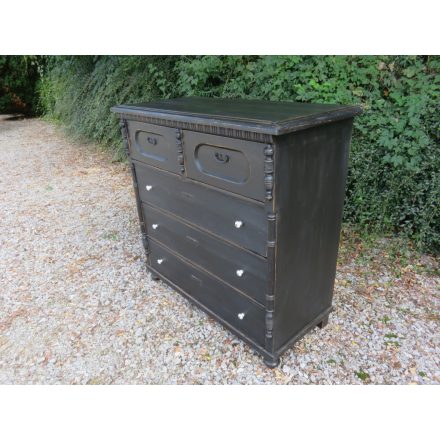 Antique Pine Chest of Five Drawers (black)