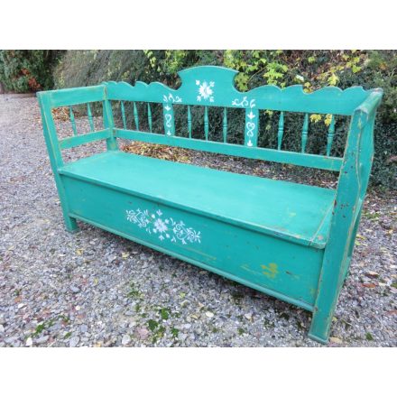 Antique Pine Box Bench (green)