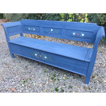 Antique Pine Box Bench (blue)