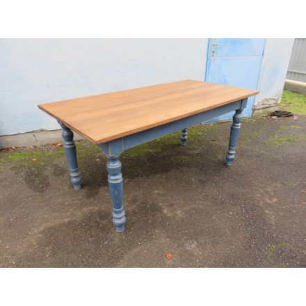 Antique Pine Dining Table (blue base-waxed top)