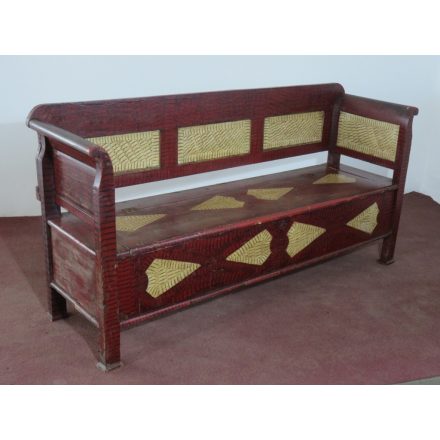 Antique Pine Box Bench (red-yellow)