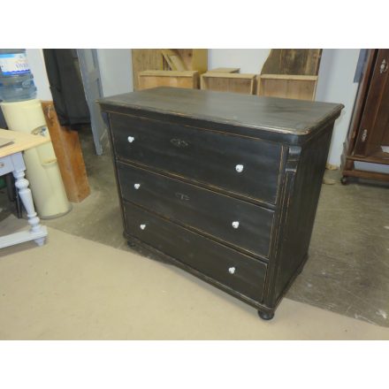 Antique Pine Chest of Three Drawers (black)