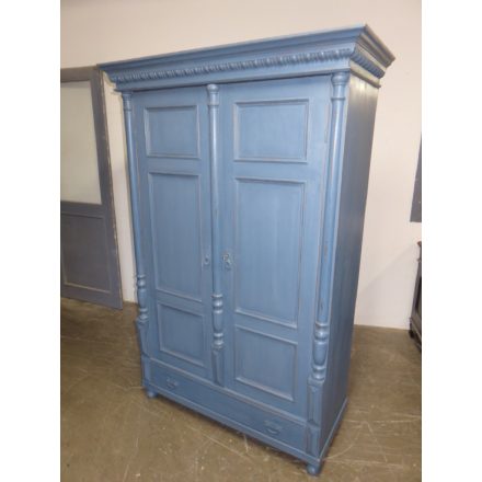 Antique Pine Two Door Wardrobe (blue)