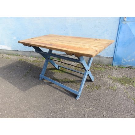 Antique Pine X-leg Table (blue)