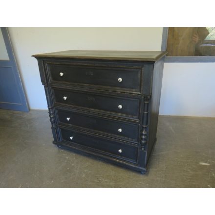 Antique Pine Chest of Four Drawers (black)