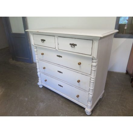 Antique Pine Chest of Five Drawers (white)