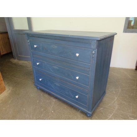 Antique Pine Chest of Three Drawers (blue)