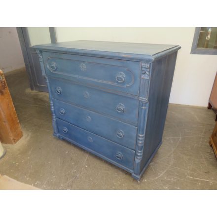 Antique Pine Chest of Four Drawers (blue)