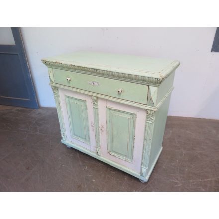 Antique Pine Dresser Base Cabinet (green-white)