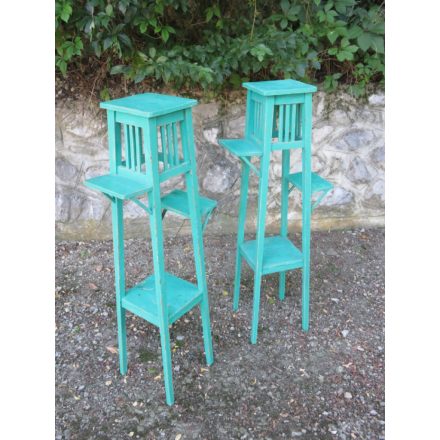 Antique Pine Plant Stands, pair of two (turquoise)