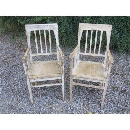 Antique Pine Armchairs, pair of two (white)