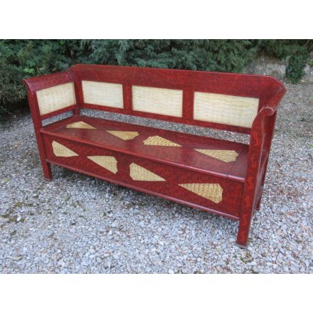 Antique Pine Box Bench (red-yellow)