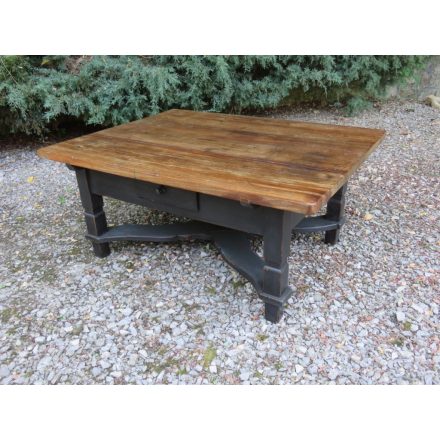 Antique Hardwood Coffee Table (black base-waxed top)