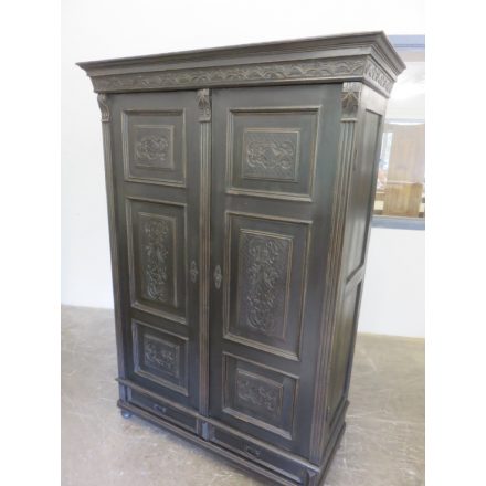 Antique Pine Two Door Wardrobe (black)