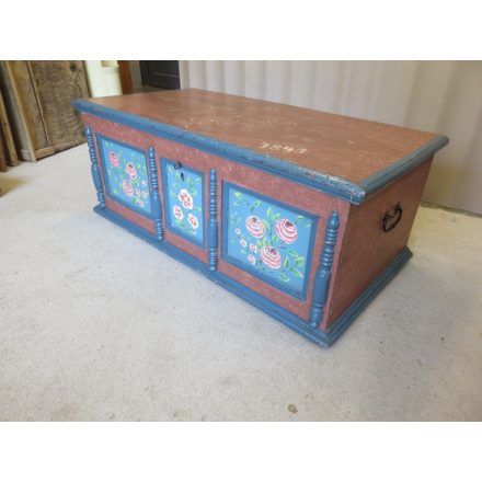 Antique Pine Hand Painted Trunk