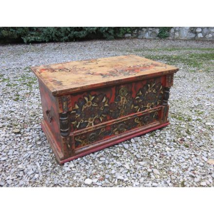 Antique Pine Hand Painted Trunk