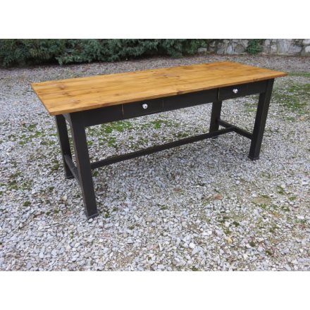 Antique Pine Table (black base-waxed top)