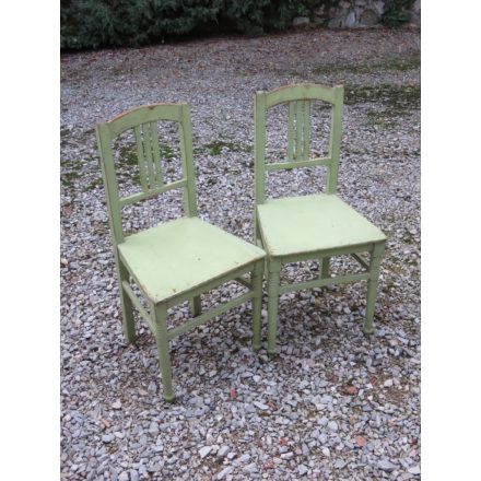 Antique Pine Chairs, pair of two (green)