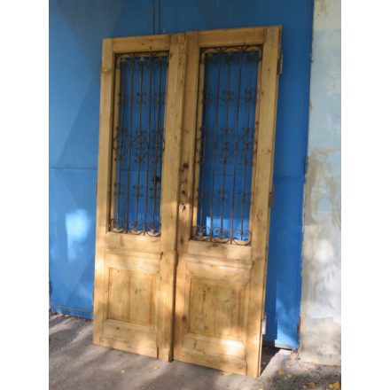 Antique Pine Stripped Doors with Iron Panel