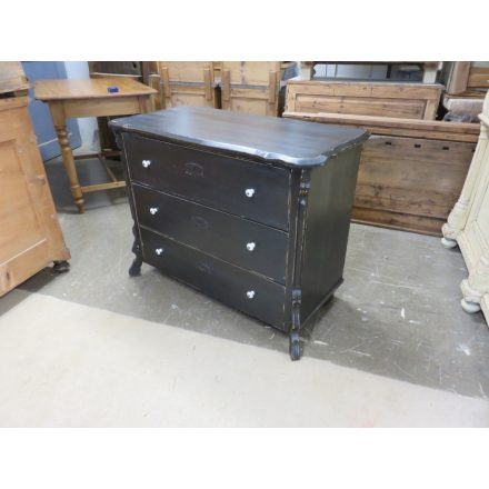 Antique Pine Chest of Three Drawers (black)