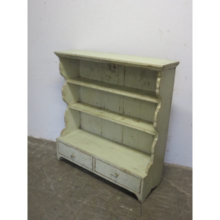 Antique Pine Shelf Unit with Two Drawers (green)