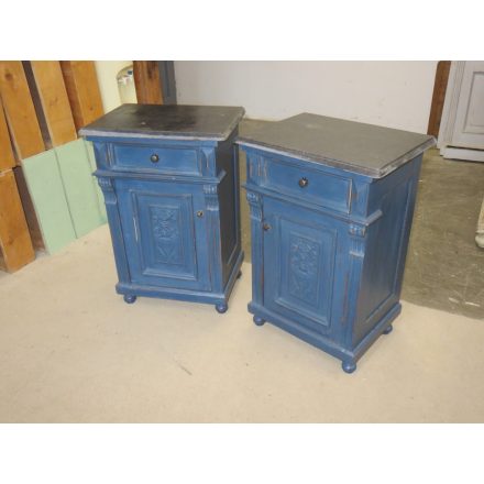 Antique Pine Nightstands, pair of two (blue)