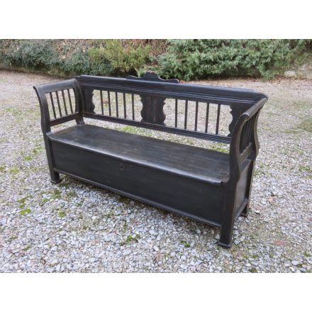 Antique Pine Box Bench (black)