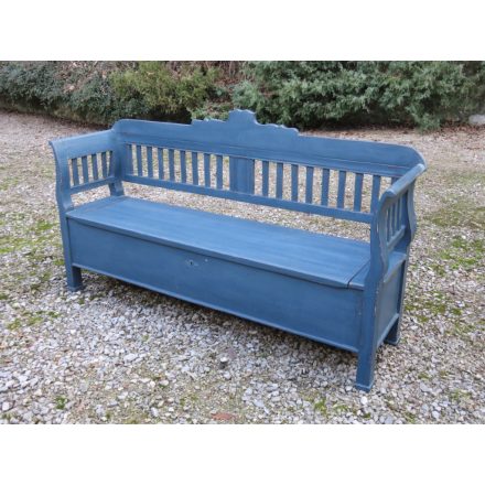 Antique Pine Box Bench (blue)