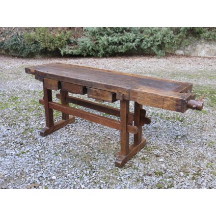 Antique Workbench with Three Drawers (waxed)