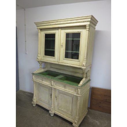 Antique Pine Kitchen Dresser (cream-green)