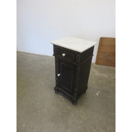 Antique Pine Nightstand with Marble Top (black)