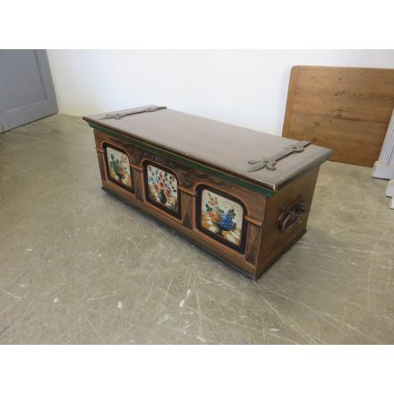 Antique Pine Hand Painted Trunk (original colour)