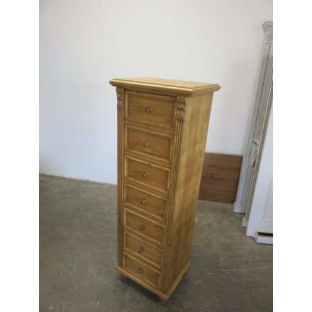 Narrow Tall Pine Chest of Seven Drawers (waxed)