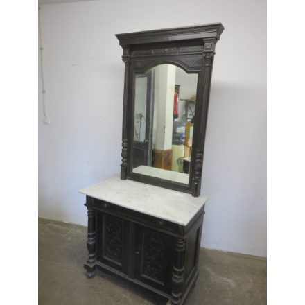 Antique Pine Cabinet with Mirror (black)