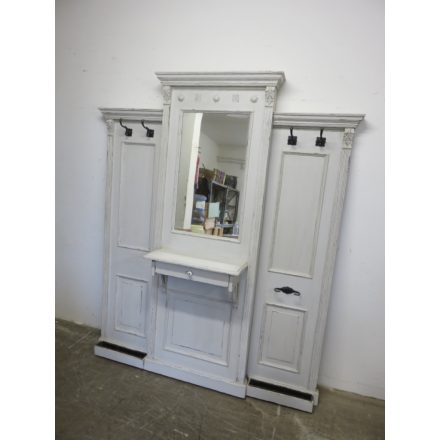 Large White Antique Hallway Unit with Mirror