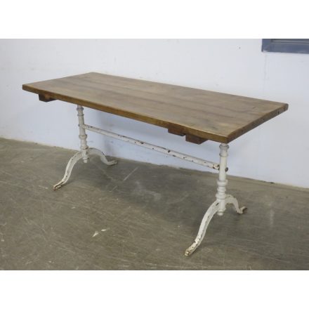 Antique Iron Leg Table (white base-waxed top)