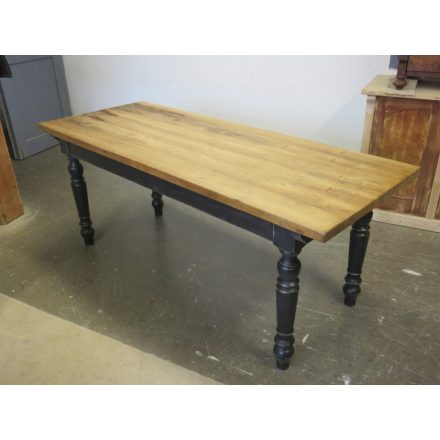 Antique Pine Dining Table (black base - waxed top)