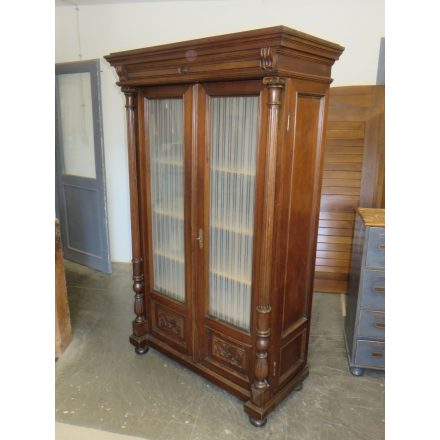 Antique Hardwood Vitrine Cabinet (original color)