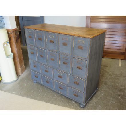 Antique Pine Multidrawer Cabinet with Waxed Top (gray base)