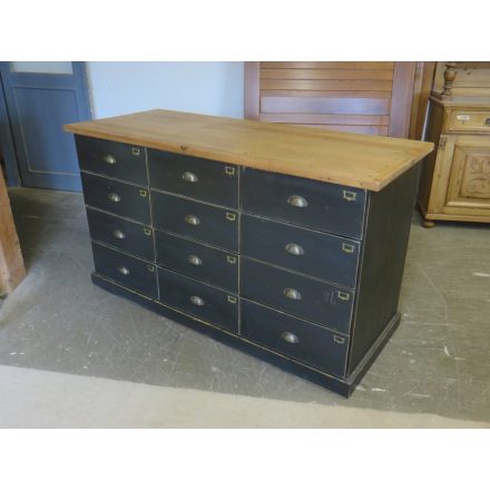 Antique Pine Multidrawer Counter with Waxed Top (gray base)