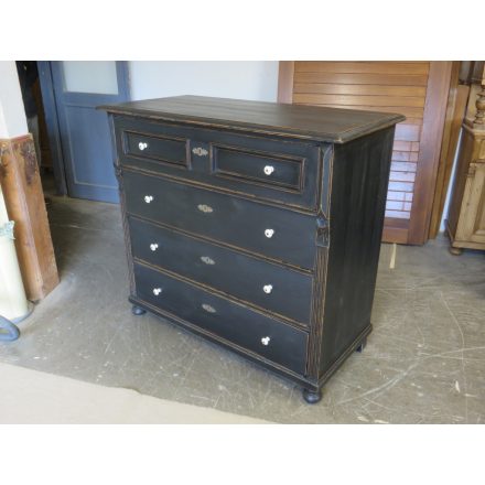 Antique Pine Chest of Four Drawers (black)