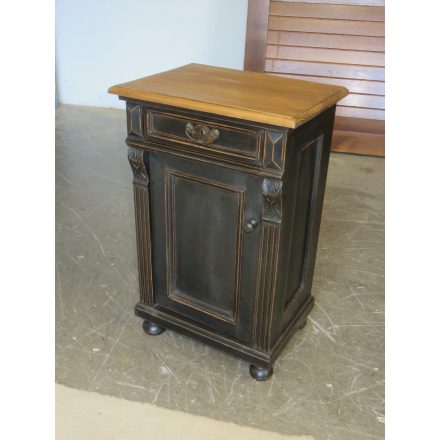 Antique Pine Nightstand (black base - waxed top)