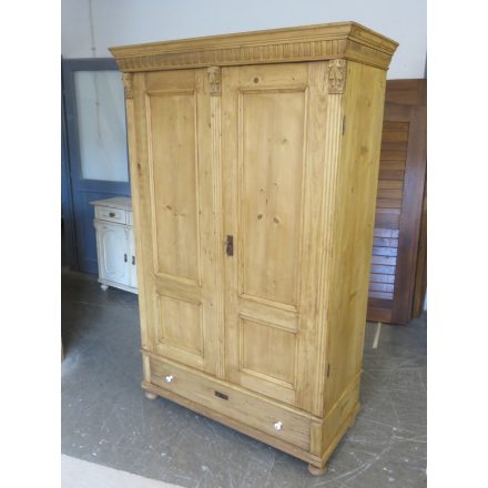 Antique Pine Two Door Wardrobe (finished with wax)