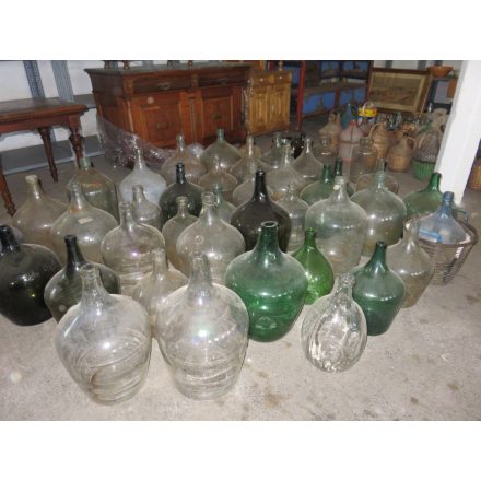 Antique demijohn glass bottles