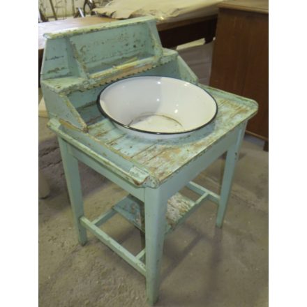 Antique wooden wash stands with enamel wash bowl