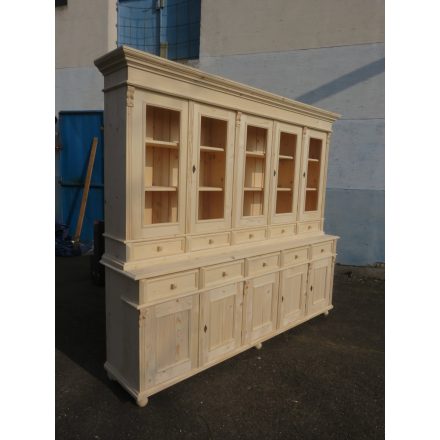 Shop Cabinet with ten doors and ten drawers, bare wood