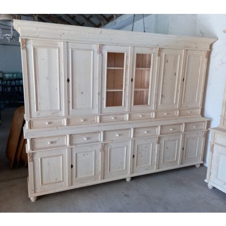 Shop Cabinet with six double doors and twelve drawers, bare wood